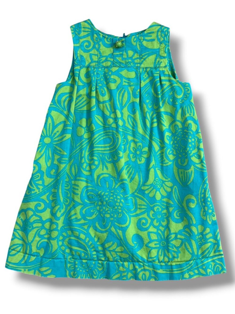 Vintage Lilly Pulitzer Green Blue Sleeveless Colorful Dress Pockets Size 5